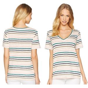 Splendid Sunset Stripe Multi Deep V Neck Tee M